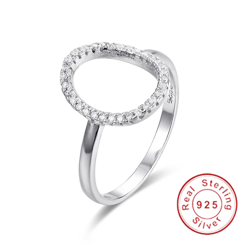 

New Fashion Hollow out Gourd SONA Wedding Jewelry Classic Sparkling 100% 925 Sterling Silver Rings For Women girl Size 5-10