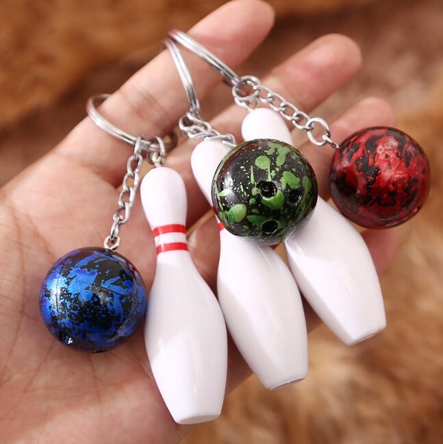 

Tennis Racket bowling Keychain Cute Sport Mini Keychain party supplies Pendant Keyring party favor Sports Key Chain party supplies