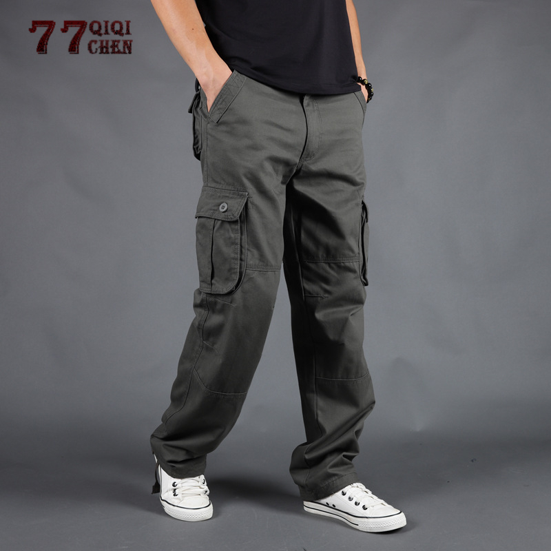 2019 Men Cargo Pants Straight Casual Multi Pockets WOODIN-Cargo Tactical Pants 28-40