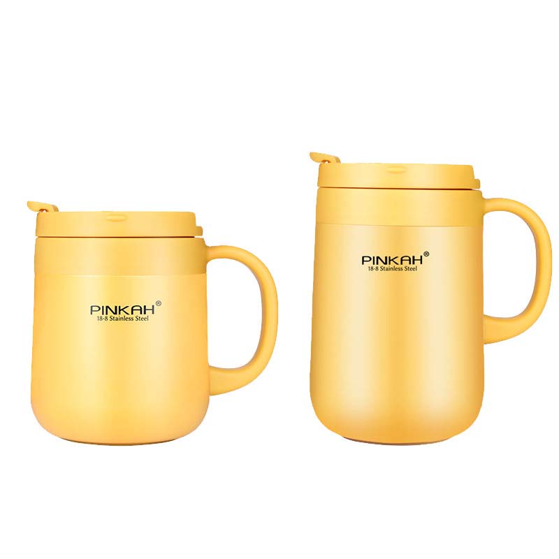 

304 Stainless Steel Portable Thermos Coffee Mugs With Handle With Lid Insulated Tea mug Thermos Cup Office Thermoses Travel Tea Mug 460ml, Optional