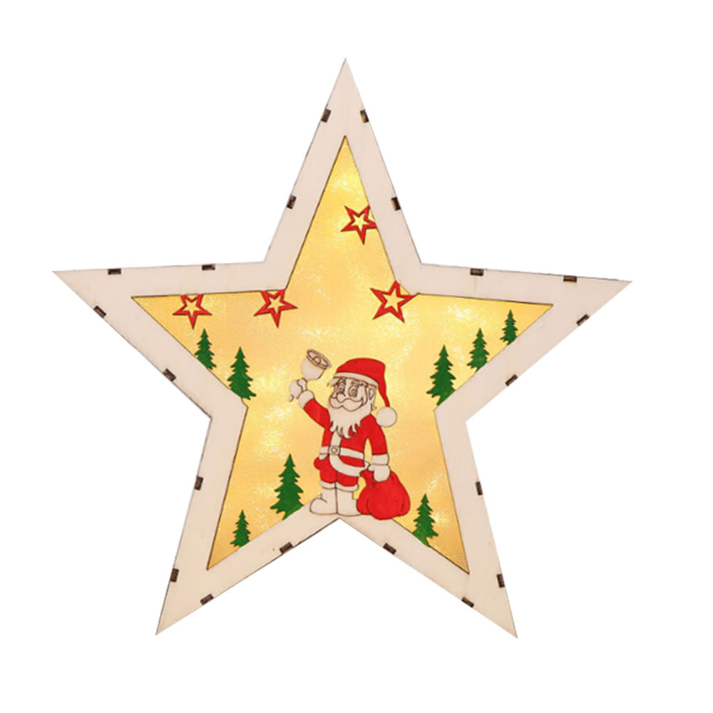

LED Plaque Sign Christmas Light Luminous Stars Santa Claus Party Wooden Beautiful