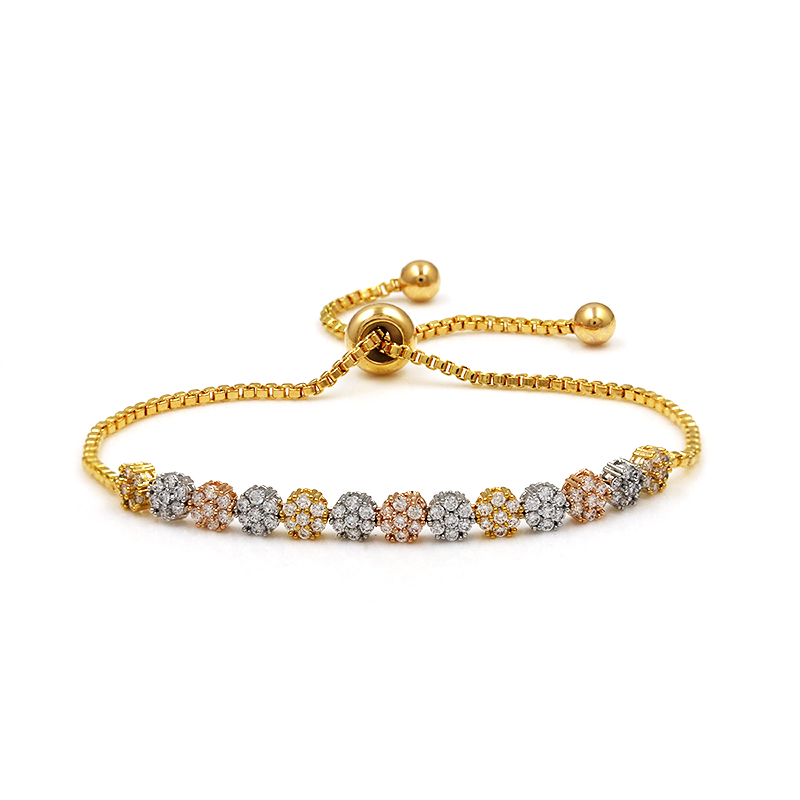

New Arrival Cake Cubic Zirconia CZ Wedding Bridal Bolo Bracelets for Women Flower Adjustable Size Pulsera Mujer