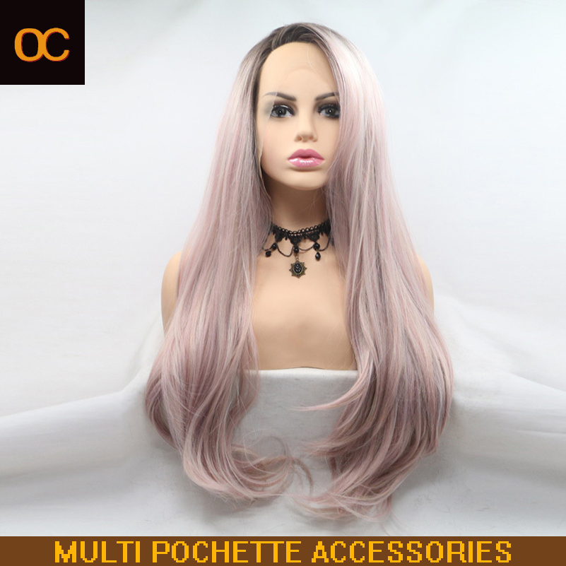 

OC 906 Wig girl Chemical fiber hair Front lace headgear Japanese silk Popular wig headgear in Europe and America Color customization