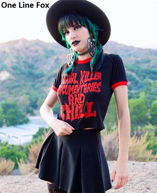 

OneLineFox Casual Sweet Short Sleeve Skull Print T-shirt Women 2020 Bodycon Crop Top Elastic Tee Summer Fitness Tshirt