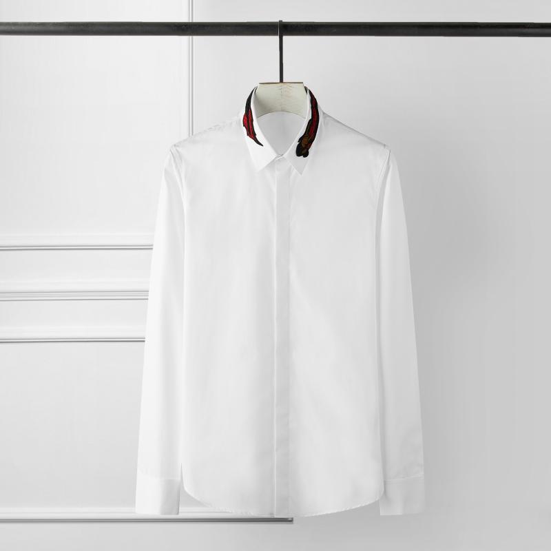 

Luxury Embroidery Long Sleeve Mens Fashion Casual Party Wedding Men Shirt Plus Size 4xl Slim Fit Shirts, Black