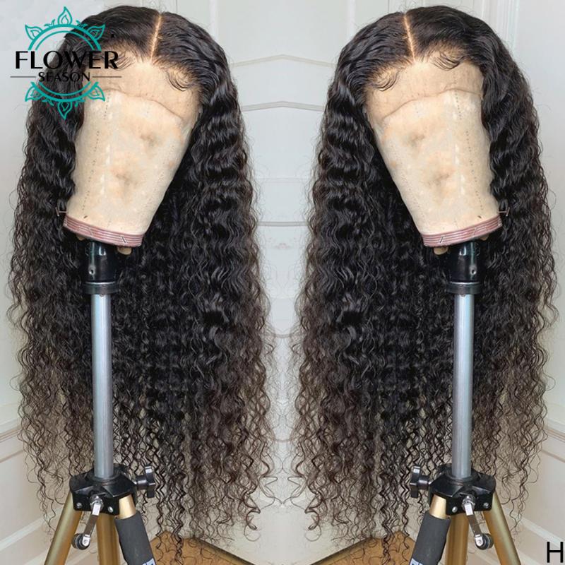 

Curly Full Lace Human Hair Wigs With Baby Hair Glueless Hand Tied curly Wig Brazilian Remy Bleached Knots 130% FlowerSeason, Natural color