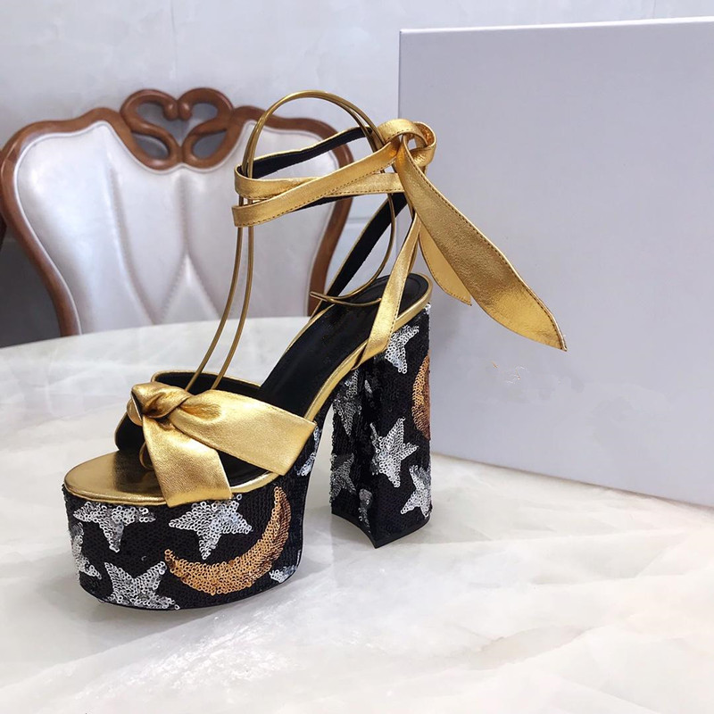 

Hot Sale-Classic Sandals Lady Sandals Metal buckle Leather sexy Y high-heeled women's shoes 14cm, No.2