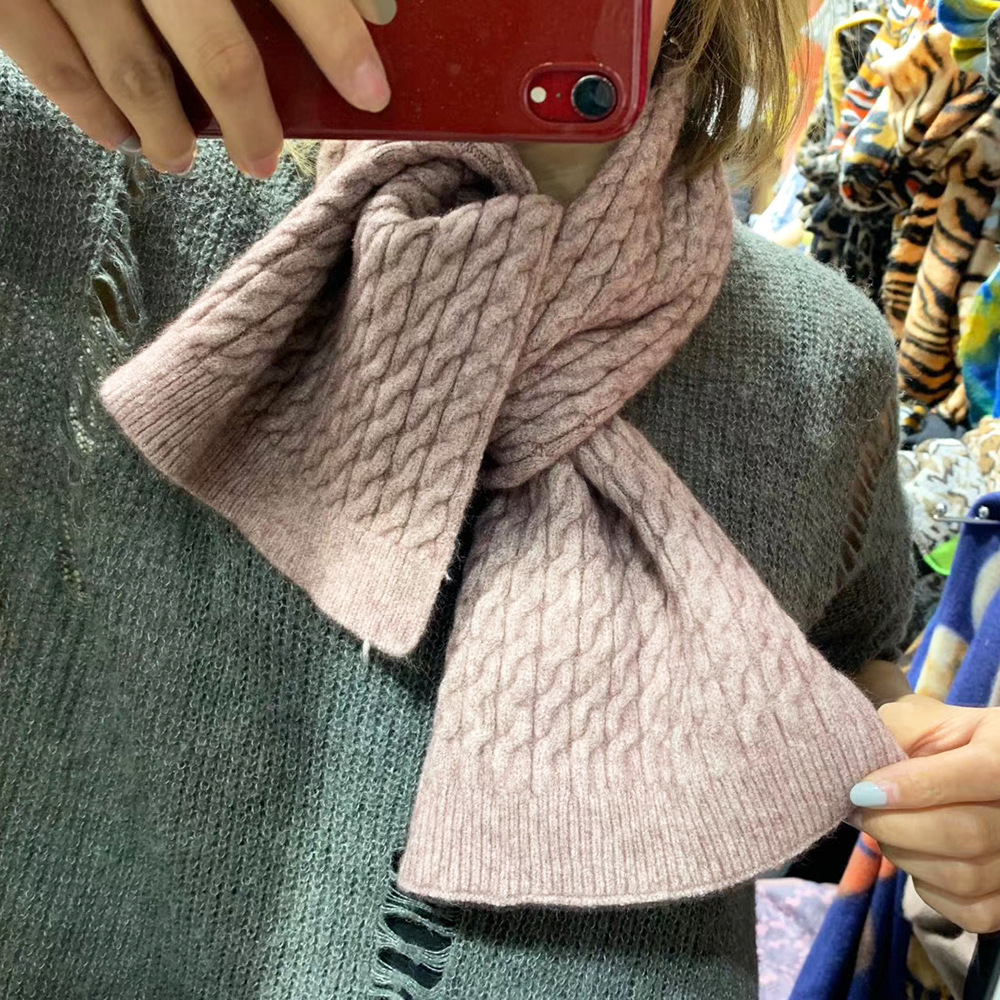 

Wholesale-2019 new women's scarf autumn and winter European and American ins solid color knit student couple children's scarf