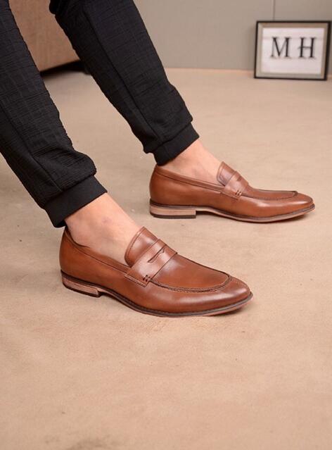 

Size 39-45 Newest Luxury Mens Casual Shoes Oxfords Real Leather Slip on Office Dress Shoes Male High Quality Loafers Wedding Shoes, With brand logo