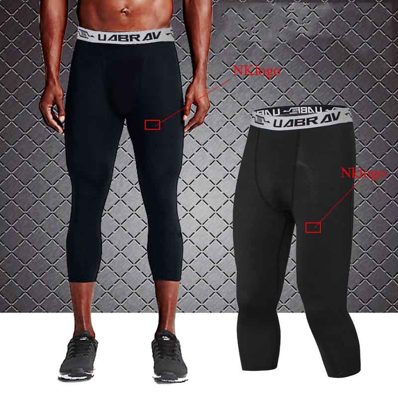 

Gym compression quick-drying elastic fitness pants basketball training running capris quick-drying leggings, Black