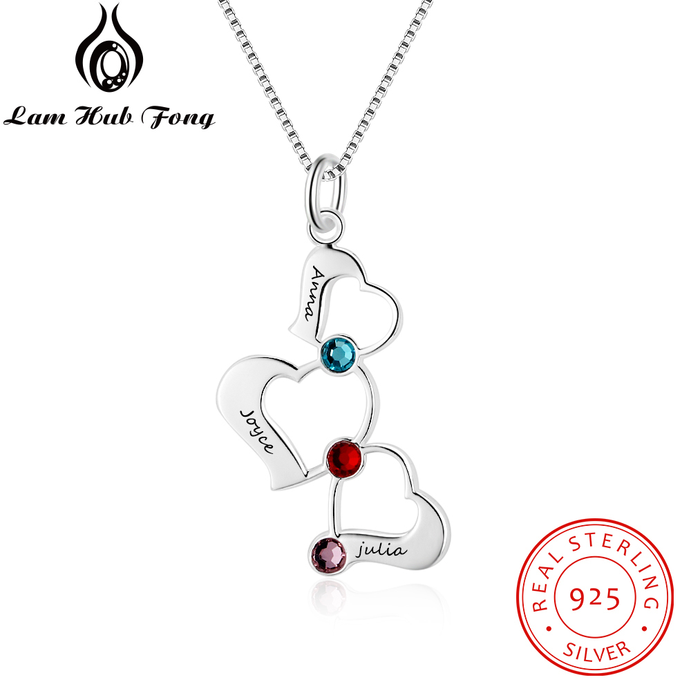 Personnalisé Croix Cœur Amour Collier graver le nom de Pierre de naissance Pendentif Cadeau D/'Anniversaire