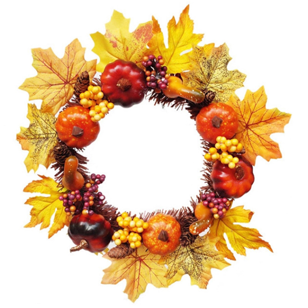

Artificial Fall Wreath Pumpkin Garland Maples Leaf Home Wall Thanksgiving Halloween Decor 66CY, Style e