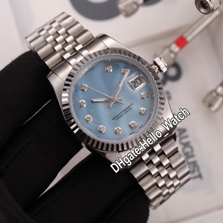 

New 36mm m126334-0020 126334 Lce Blue Shell Diamond Dial Automatic Mens Watch Stainless Steel Bracelet Unisex Womens Watches Hello_watch, Custom waterproof service