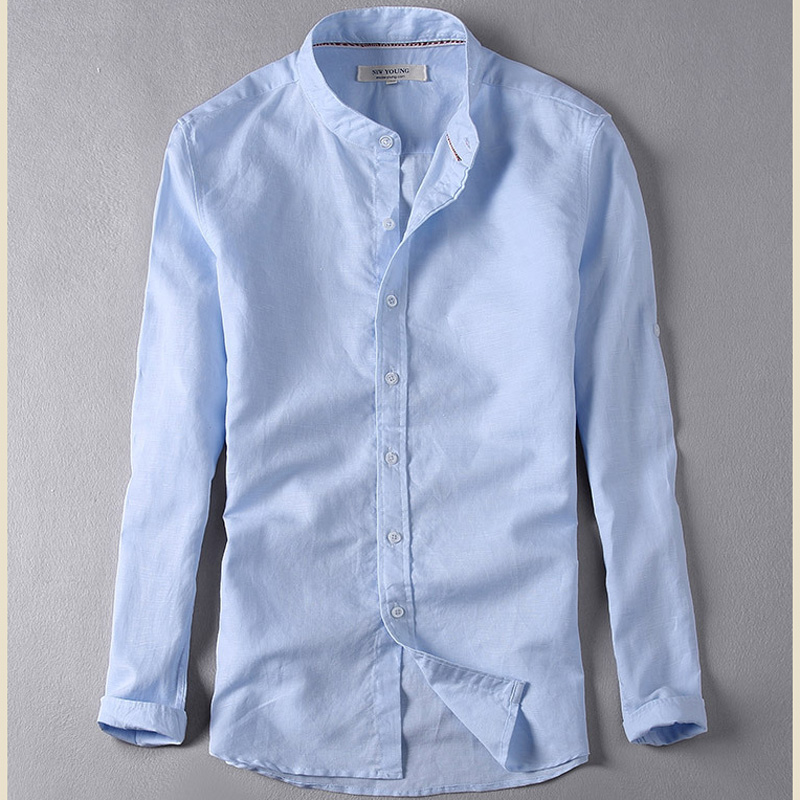 

HS026 men shirt 2020 new arrival men shirt fast fashion casual long sleeve shirts classical cotton linen free shipping, Gray