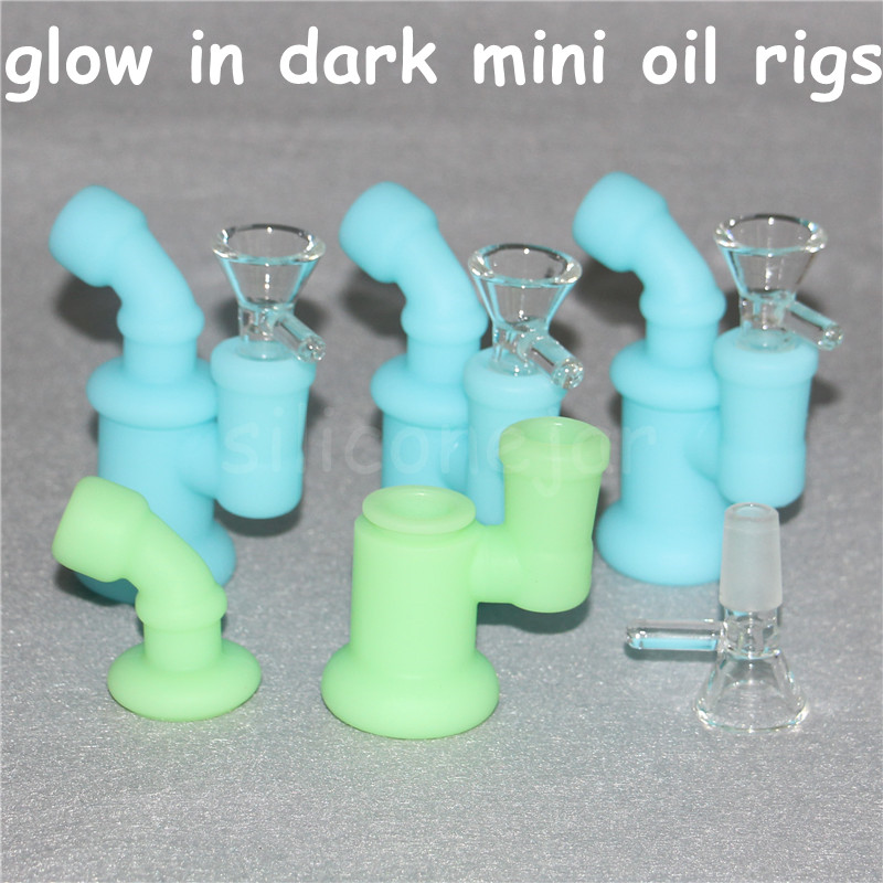 

Hot glow in the dark silicone Oil Burner Bubbler water Bong pipe small burners pipes bubbler dab rigs for smoking mini heady Bongs