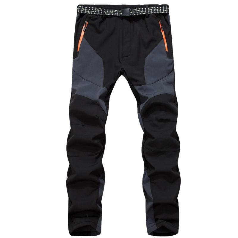 

Men Training Snowboard Outdoor Sports Soft Shell Waterproof Hiking Pants Warm Windproof Winter With Belt Long Travel, Grey