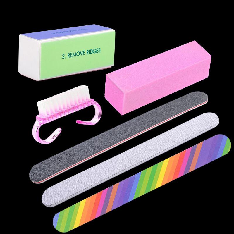 6pcs ongles manucure kit ongles files de nettoyage pinceaux ensemble de polissage durable sac de sable tampon tampon tampon de ponçage ongles uv