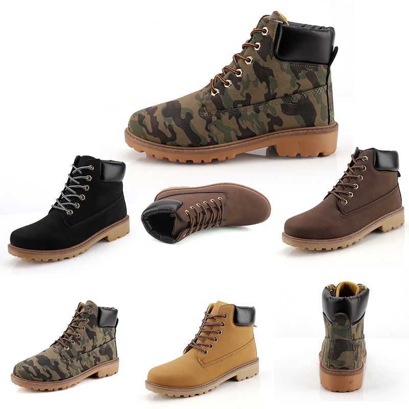 

New Designer Fashion Leather Designer boots Men boots Camouflage black brown boots winter autumn Homemade brand Made in China size 39-44