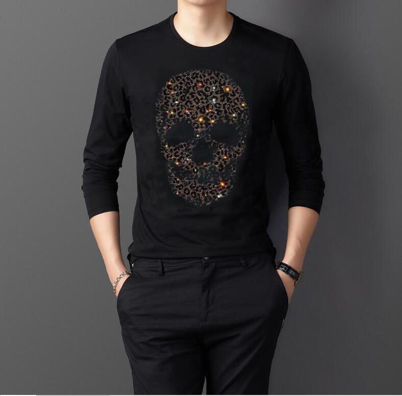 

Autumn Streetwear Fitness long tshirts Men Hip Hop long shirts Casual Rhinestones, As picture shown