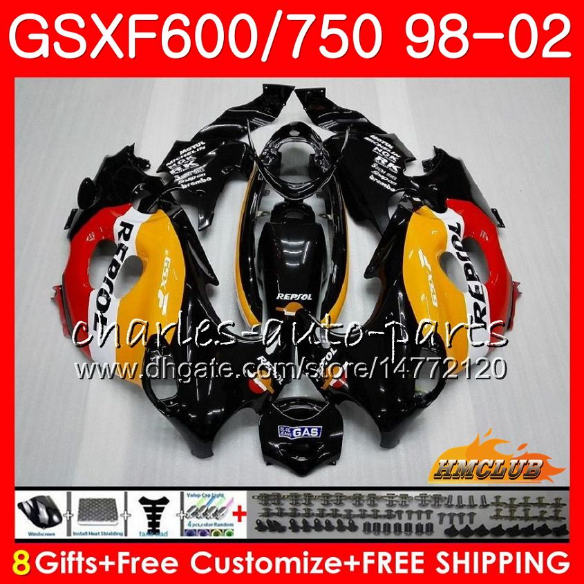 

Body For SUZUKI KATANA GSXF 750 600 GSXF600 98 99 00 01 02 Repsol orange 2HC.20 GSX750F GSX600F GSXF750 1998 1999 2000 2001 2002 Fairing kit, No. 2