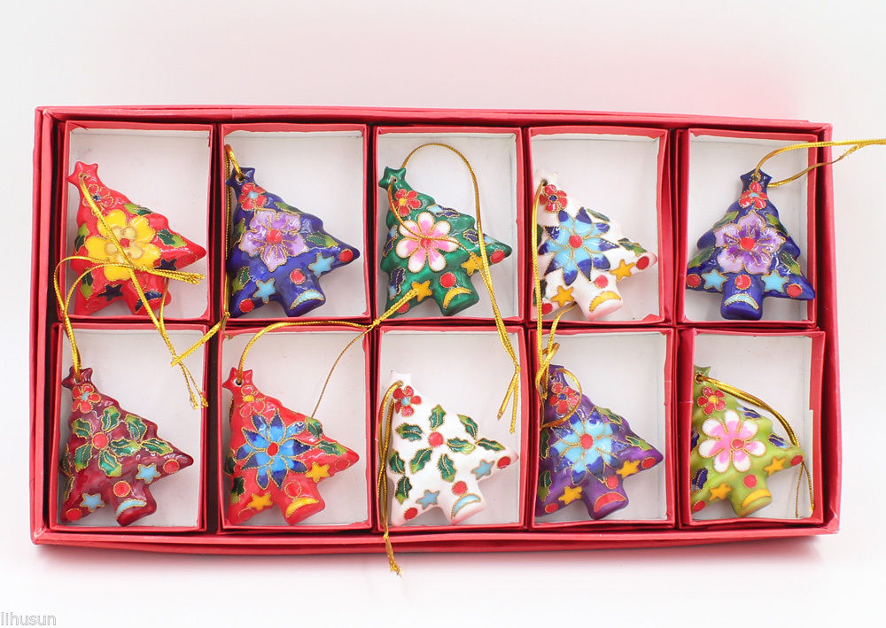 

Collectibles 10pc Chinese Cloisonne/Enamel Christmas Tree Ornament Charms Decor