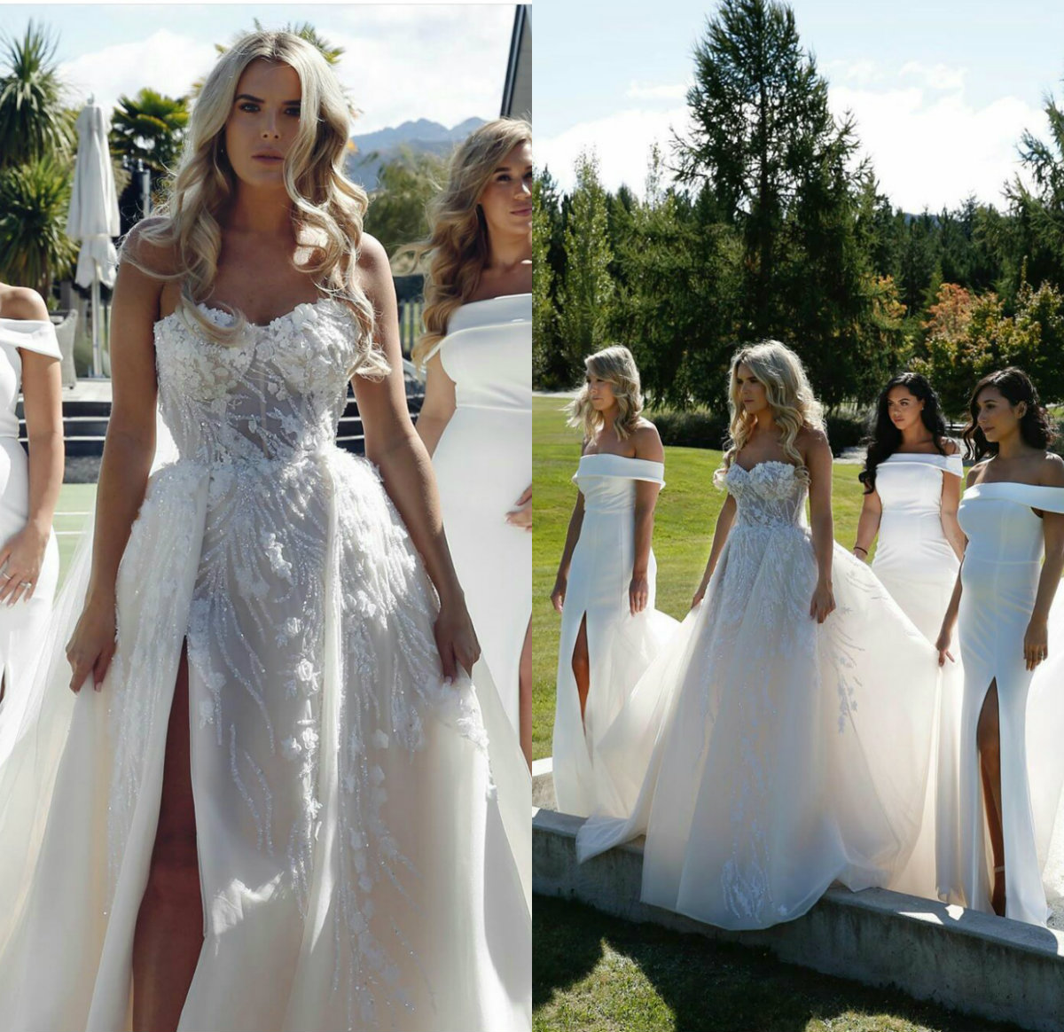 High Split Boho Wedding Dresses Sweetheart A Line Beads Lace 3D Floral Appliqued Sweep Train Bohemian Wedding Dress Custom Made Bridal Gowns