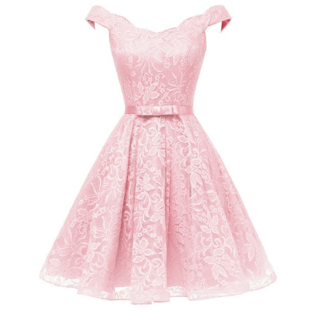 

Vintage Rockabilly Prom Dresses Floral Lace Evening Gowns Off the Shoulder Midi Knee Length Cocktail Party Dress, Champagne