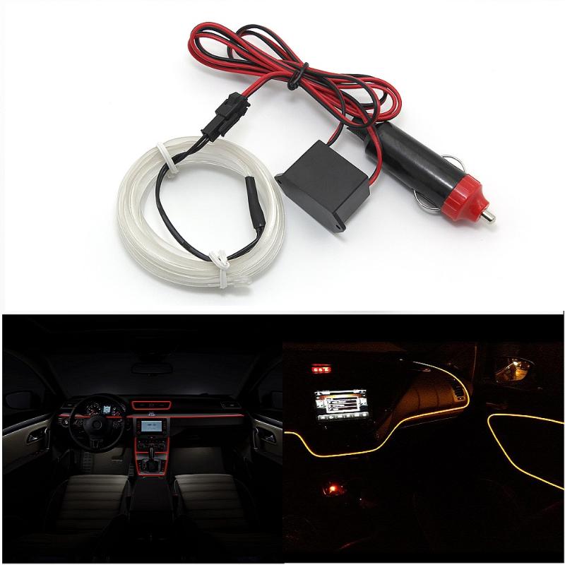 

10 Colors EL Wire LED Strip Lights Car Atmosphere Lamp 12V Flexible Neon Rope Tape Light Auto Interior Decoration Light
