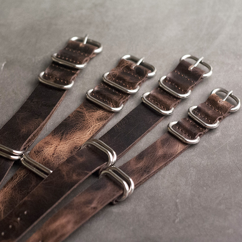 

Onthelevel Leather Nato Strap 20mm 22mm 24mm Zulu Strap Vintage First Layer Cow Leather Watch Band With Five Rings Buckle #E CJ191225