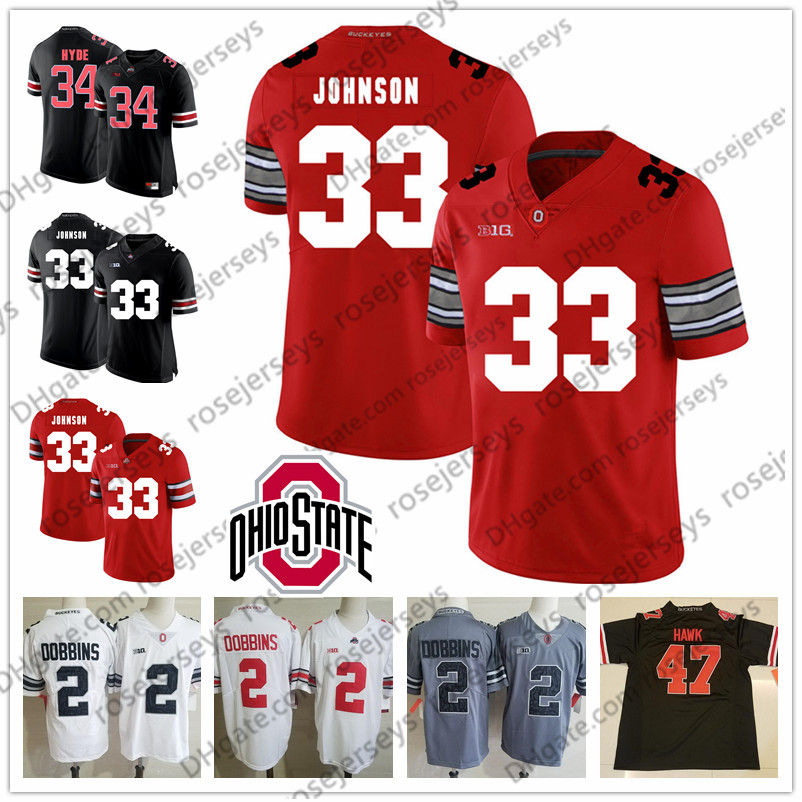

2019 Ohio State Buckeyes #33 Pete Johnson James Laurinaitis 34 Carlos Hyde 47 AJ Hawk 85 Mike Nugent Retired White Red Black Jersey, White with camo