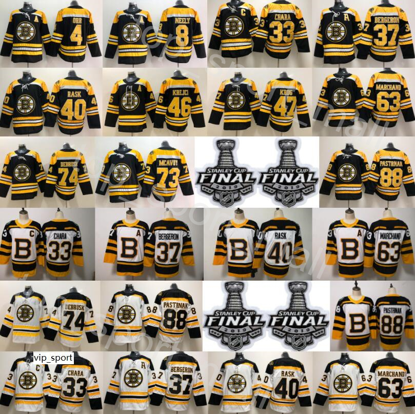 

Stanley Cup Final Boston Bruins Charlie McAvoy Jersey Jake DeBrusk Zdeno Chara Patrice Bergeron Brad Marchand Orr David Pastrnak Hockey, Men black