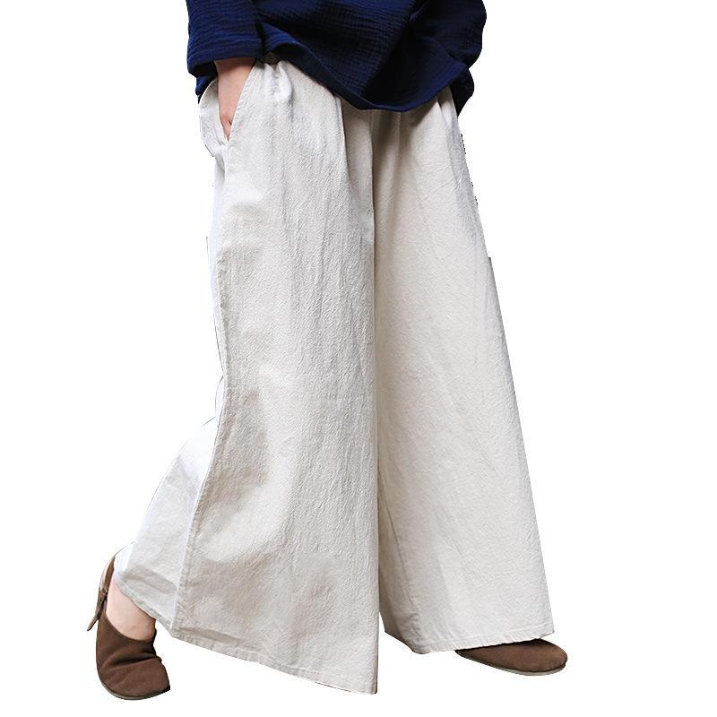 

Women's Ladies Elastic Waist Pockets Loose Casual Trousers Girls Summer Solid Color Retro Wide Leg Pants, Black;white