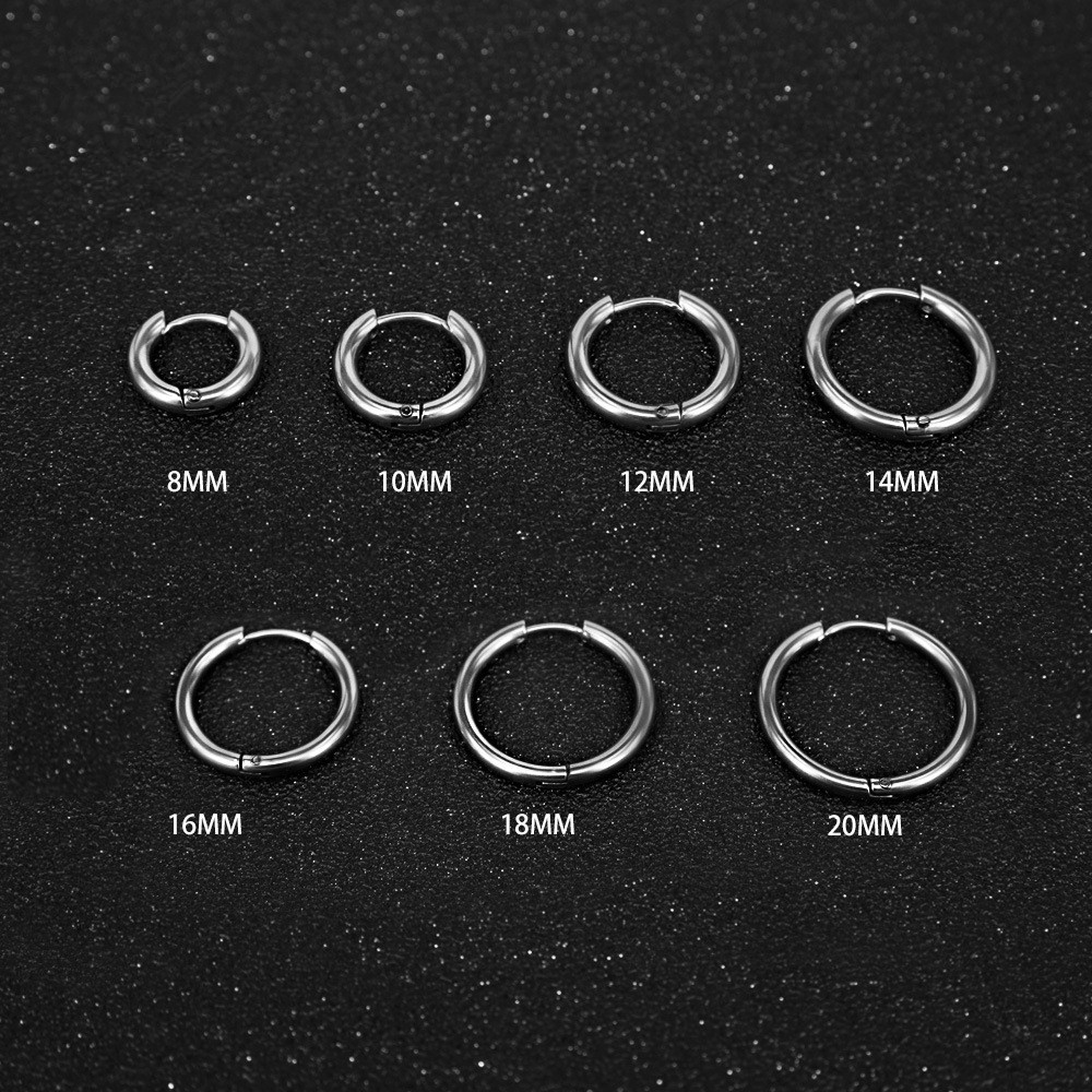 

316L Titanium steel Huggie Ear Rings 8-20mm Hypoallergenic Hoop Earrings Mens Punk For women Fashion Jewelry Gift