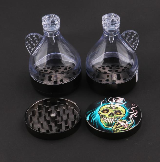 

63MM Diameter Hourglass Four-layer Metal Smoke Grinder Manual Skull Head Bottom Cover Smoke Grinder