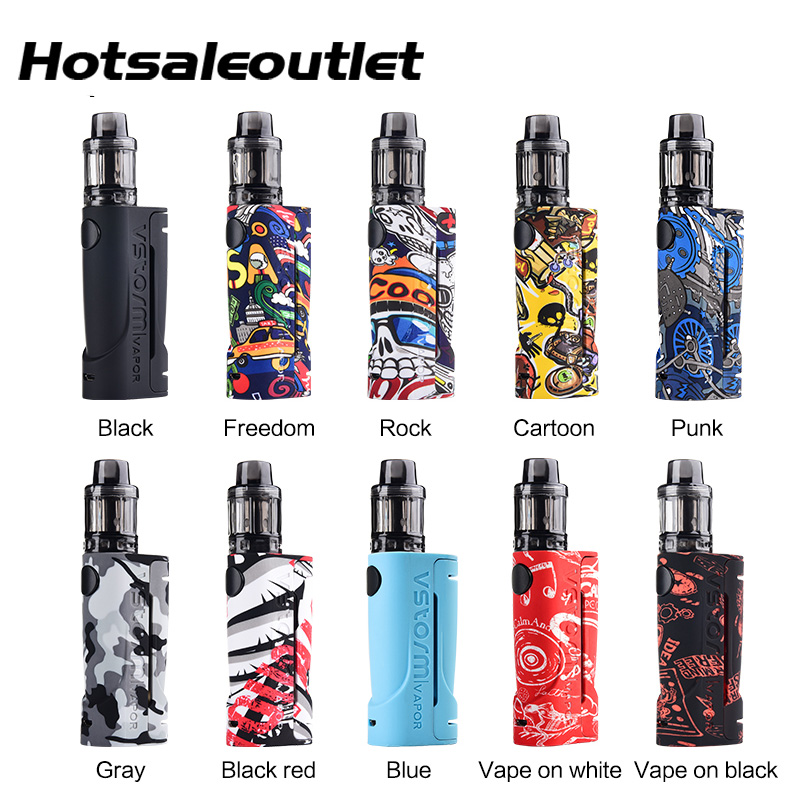 

Vapor Storm ECO Disposable Tank Starter Kit 90W Graffiti Vape Box Mod For 510 Thread D11 Disposable Tank 100% Original, Mixed colors