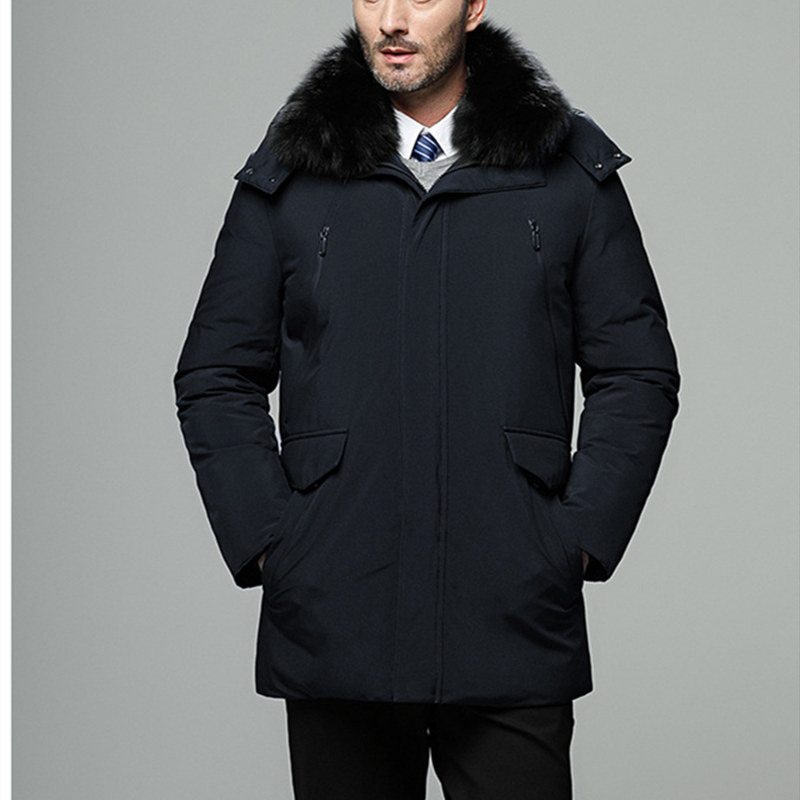 

In The Winter The New Upset Elderly Men's Down Jacket In Long Lapel Down Jacket, Black