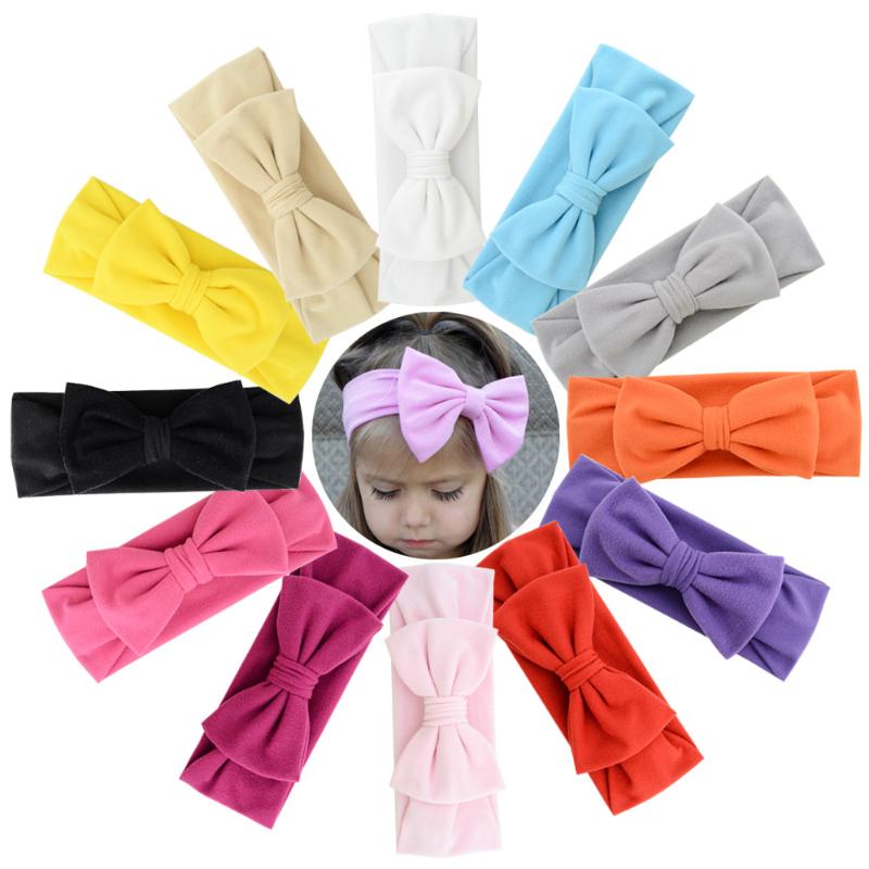 

12pcs/lot New Soft Headband Knot Tie Headwrap Kids Hairband Bandanas Cotton Turban stretchy Girls Hair Accessories 906, Multi
