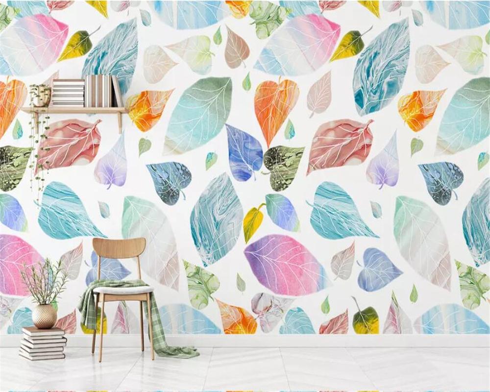 

Custom Wallpaper 3d Photo Murals Abstract Creative Marble Leaf Art Pattern papel de parede living room TV Background Wall paper, As pic