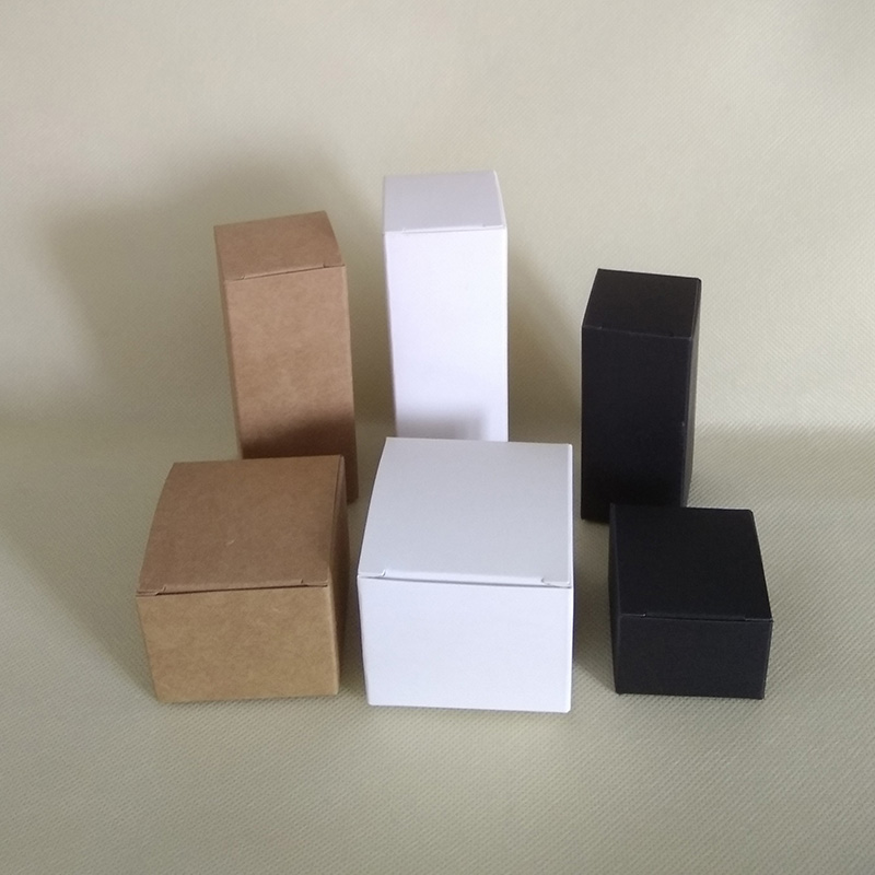 

Multi sizes option Kraft Brown Paper Box White Black Cosmetic Packaging Box for Face Cream Handmade Soap Gift Favor Package
