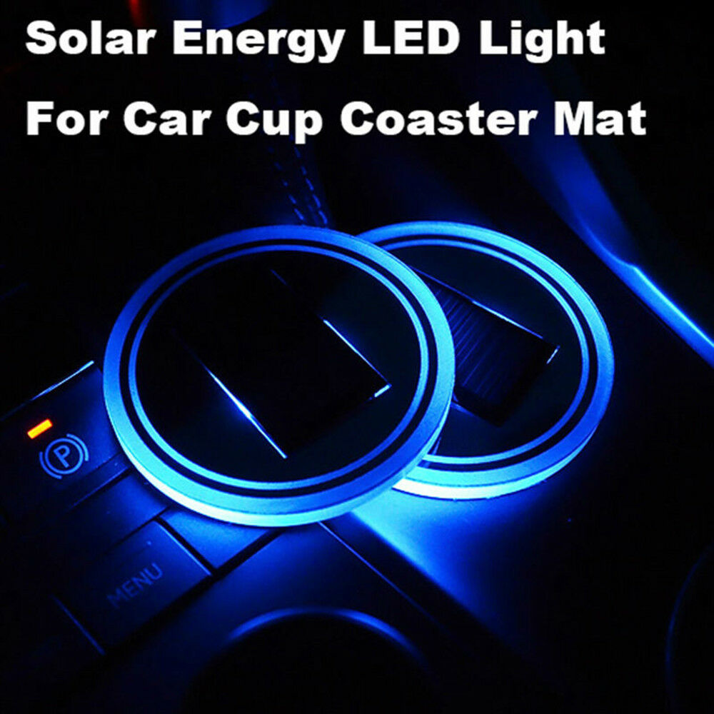 

LED Solar Car Cup Mat Holder Pad Coaster Light Accessories Interior Decoration Atmosphere for BMW Jeep Benz VW Audi Ford Chevrolet