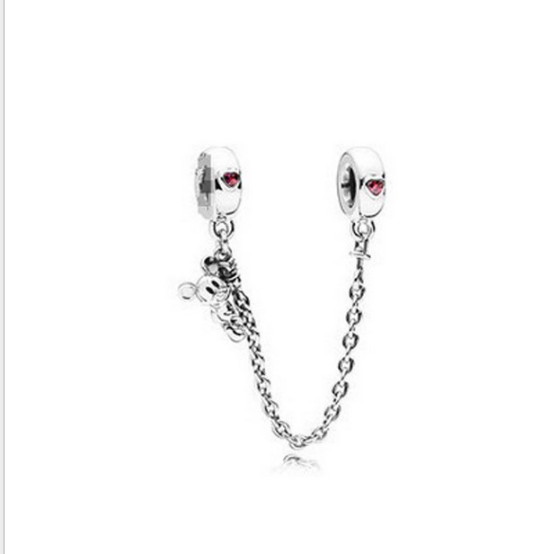 

2019 Fit Sterling Silver Bracelet Mini Miki Crystal Safety Chain European Stopper Clip Lock Charm Fits Pandora Bracelet Jewelry Findings Xma