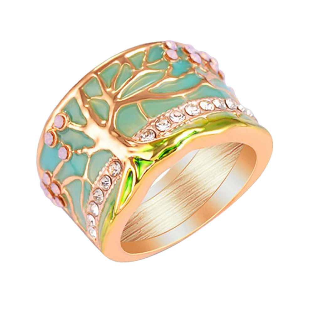 

Fashion Retro Style Ring Metal Crystal Tree Of Life Wedding Ring Jewelry