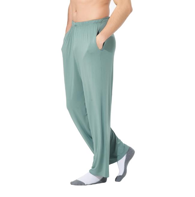 

Mens Casual Household Pants Cotton New Straight Male Elastic Waist Loose Wide leg slacks Trousers Boys Plus Size Men Bottoms, Black