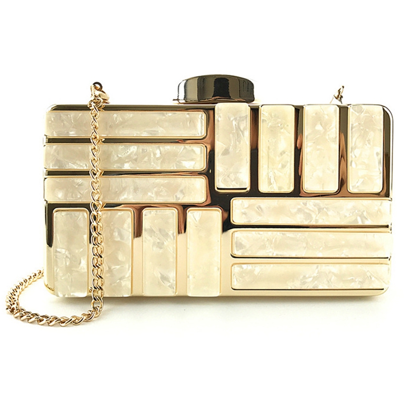

Acrylic Decoration Clutches Women Evening Bags Party Wedding Hand Bag Chain Crossbody Purses Wallet Clutch(Champagne