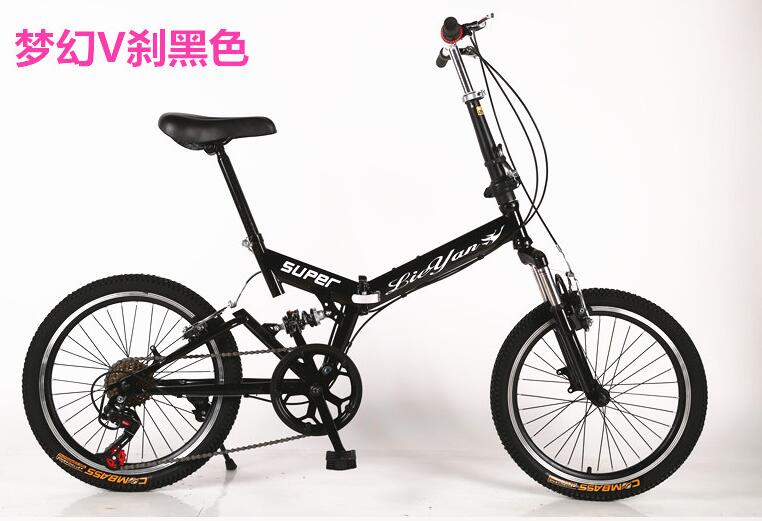 

Folding Bike 20 inch 6 speed double disc V Brake mountain Bicycles Suspension Steel Frame Aluminum Wheel 17kgs Folding Handlebar