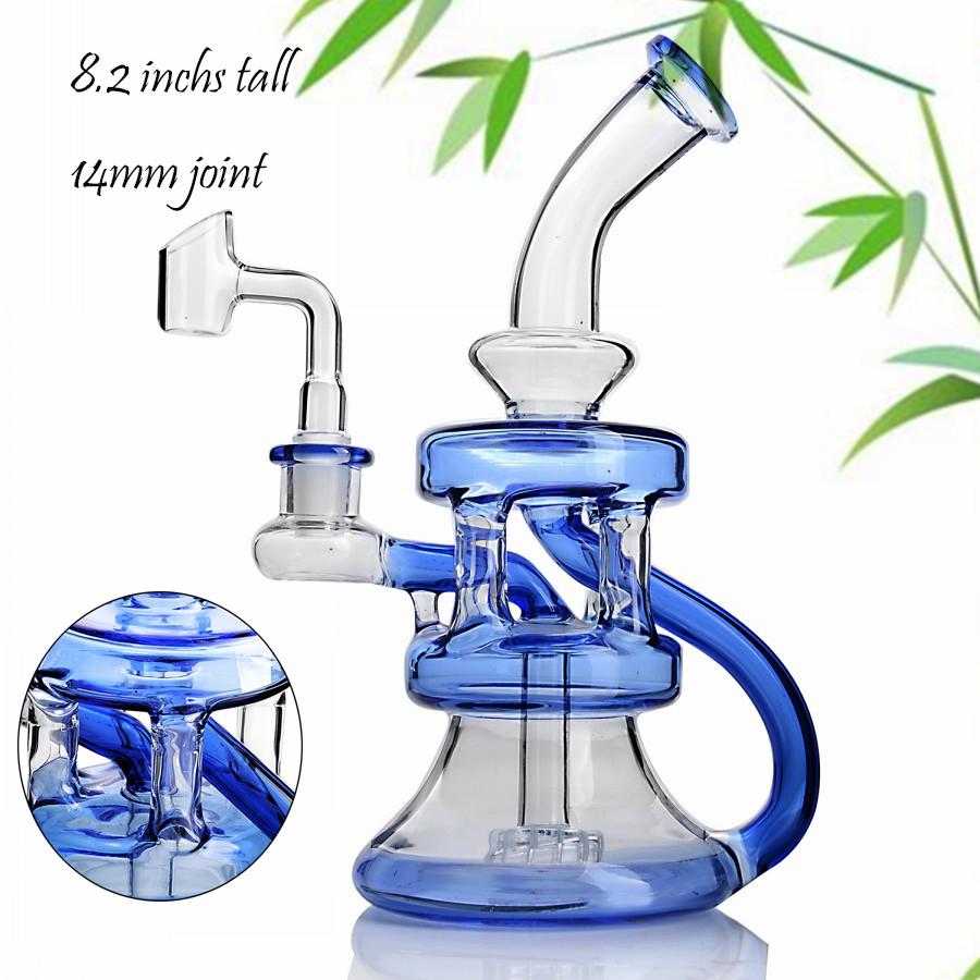 

Beaker Bongs Hookahs Water Pipes Smoking Accessories Blue Glass Water Bongs Oil Rigs Dab Bong Recycler Rig With 14mm banger