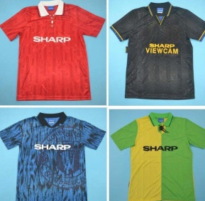 

1994 MAN UT Retro Jerseys 92 93 94 Cantona Giggs Paul Scholes Roy Keane Beckham Soccer jersey 1992 1993 Giggs Football Shirt, Black;yellow