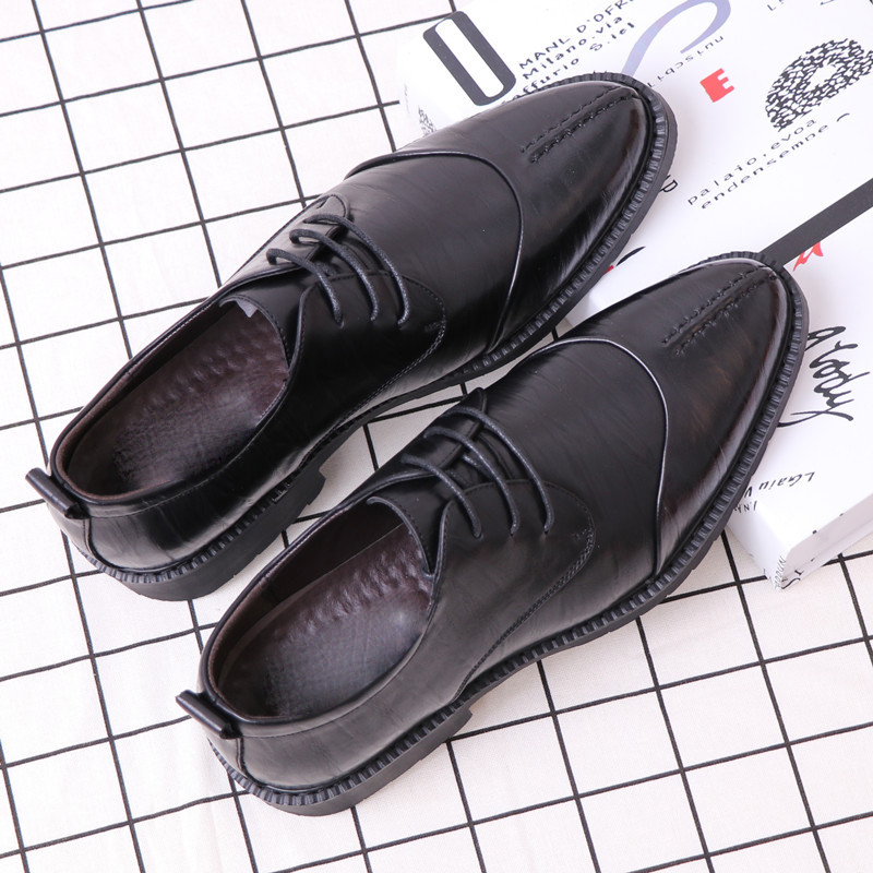 

2019 Size 37-44 Oxfords Leather Men Shoes Fashion Casual Pointed Top Formal Business Male Wedding Dress Flats Wholesales, Black