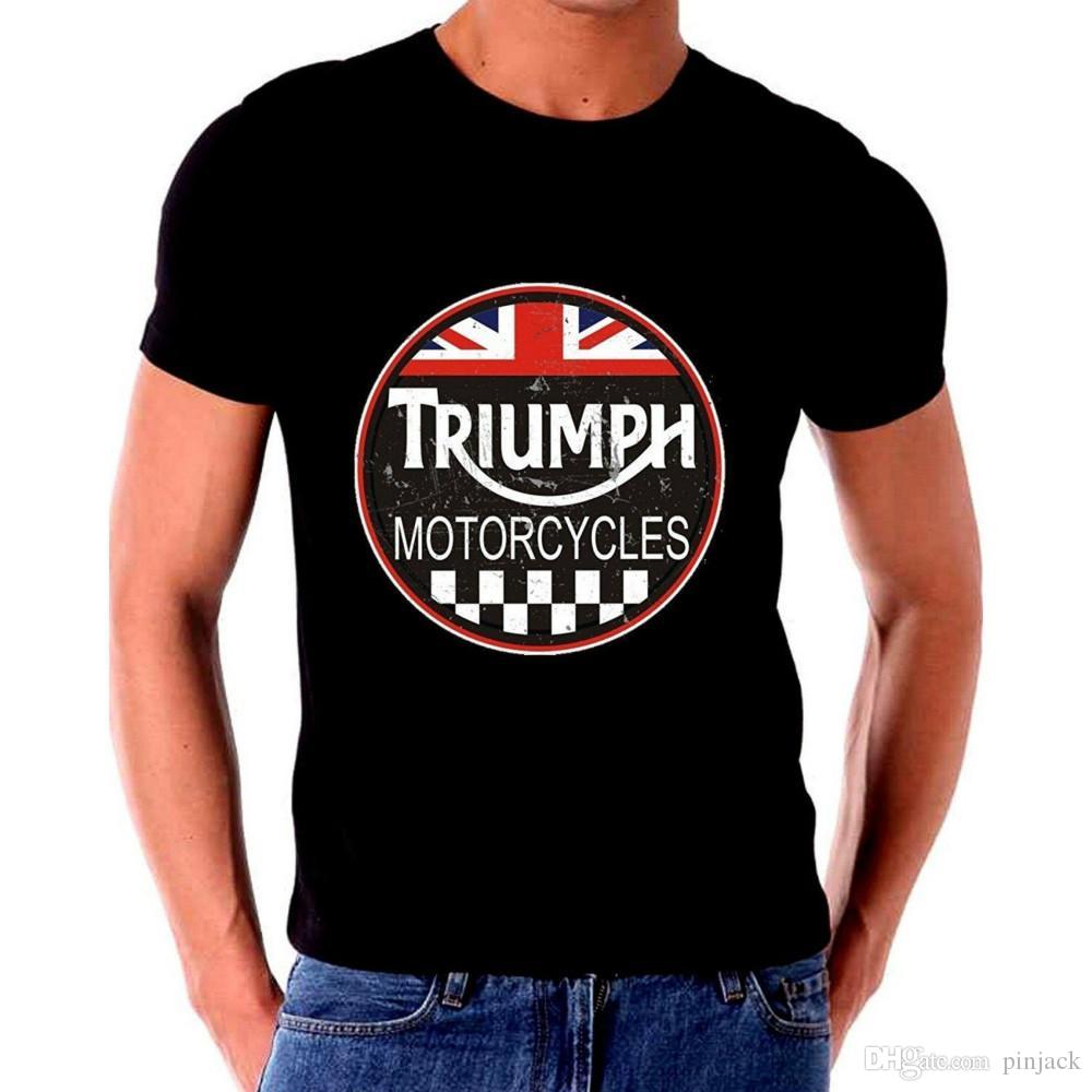 Triumph Classic Motorcycle Mens Long Sleeve Sports Fashion Round Collar T-Shirt Black