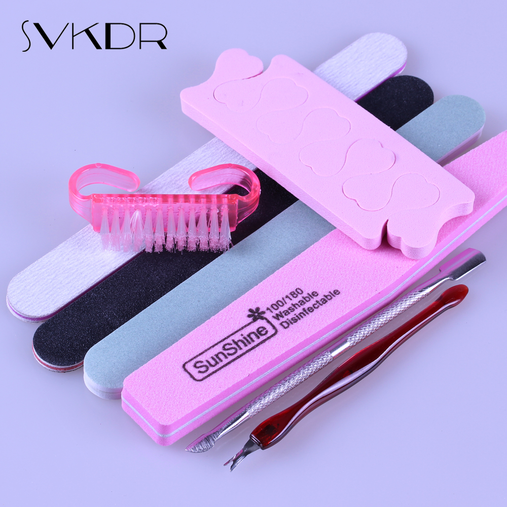 

8pcs/lot Nail Files Set Block Nail Files Durable Buffing Grit Sand Fing Clening Brush Separator DIY UV Gel Polish Tool